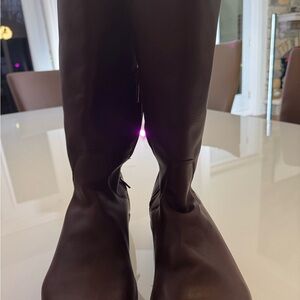 Luxurious Over-the-Knee Dark Brown Leather Riding Boots
